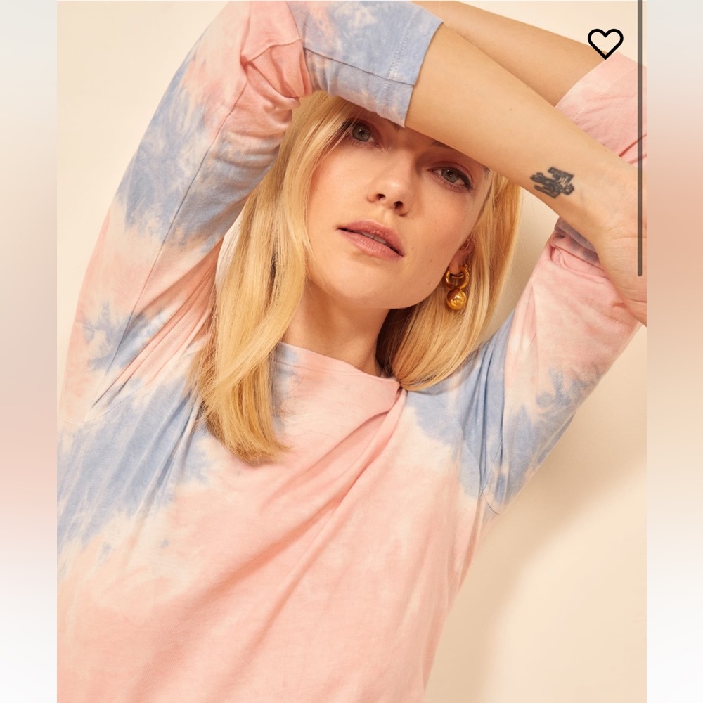 Reformation Pink Blue Tie Dye Eddie Long Sleeve Tee Shirt - Picture 2 of 4